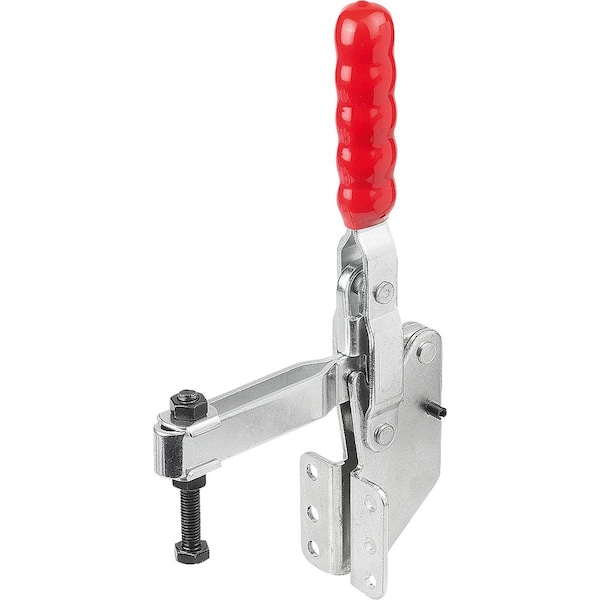 Toggle Clamp Vertical Std, Angled Foot F2=3600, Adj Clamping Spind M08X60, Steel Zinc Plated,